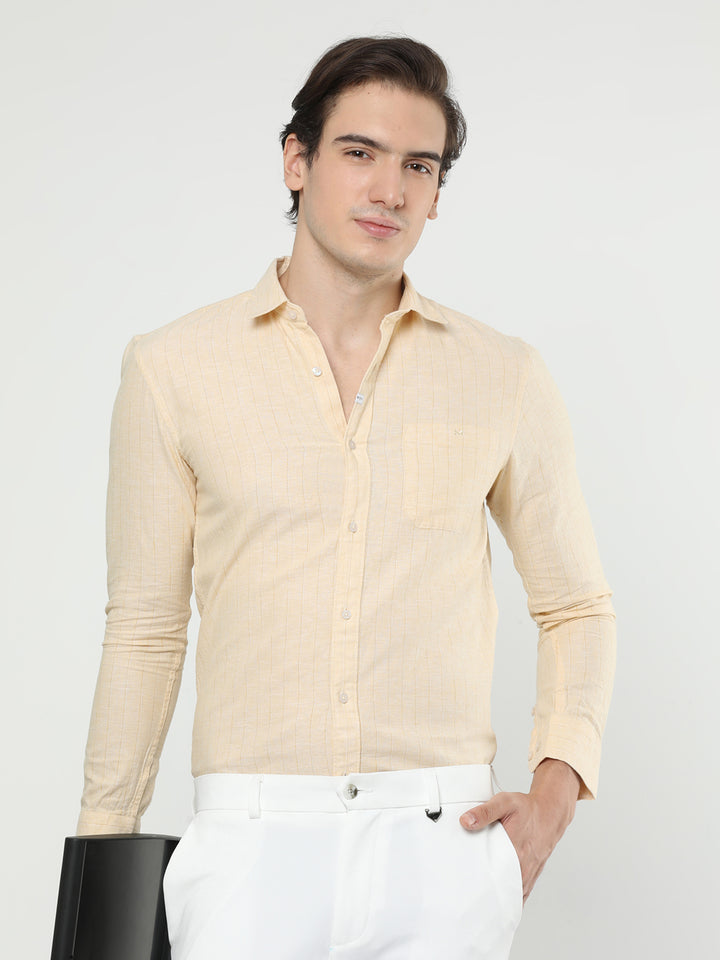 Single stripe linen casual shirt