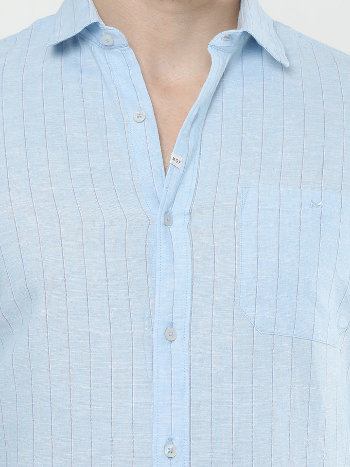 Single stripe linen casual shirt