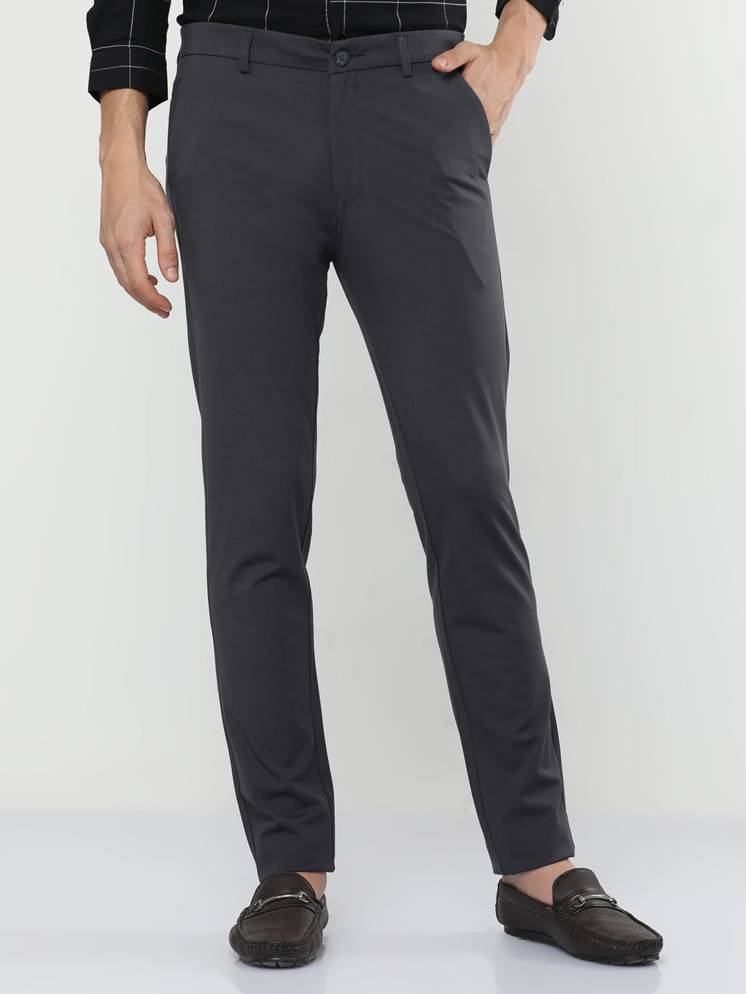  Iridium Solid Grey Chinos For Men