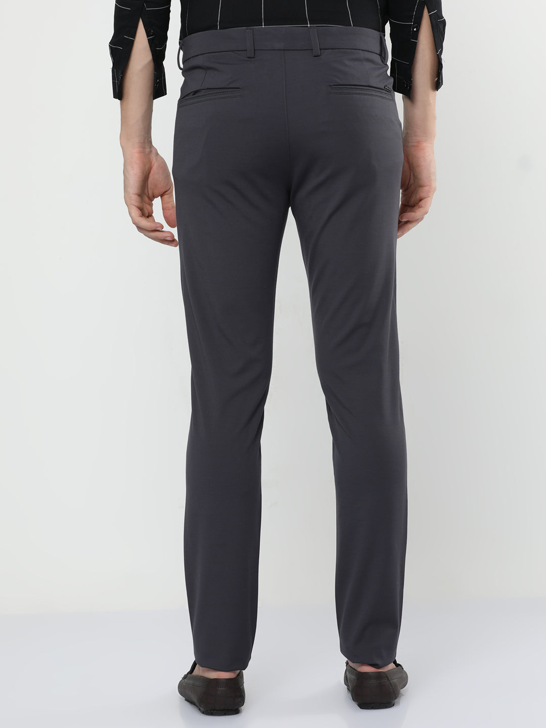  Iridium Solid Grey Chinos For Men