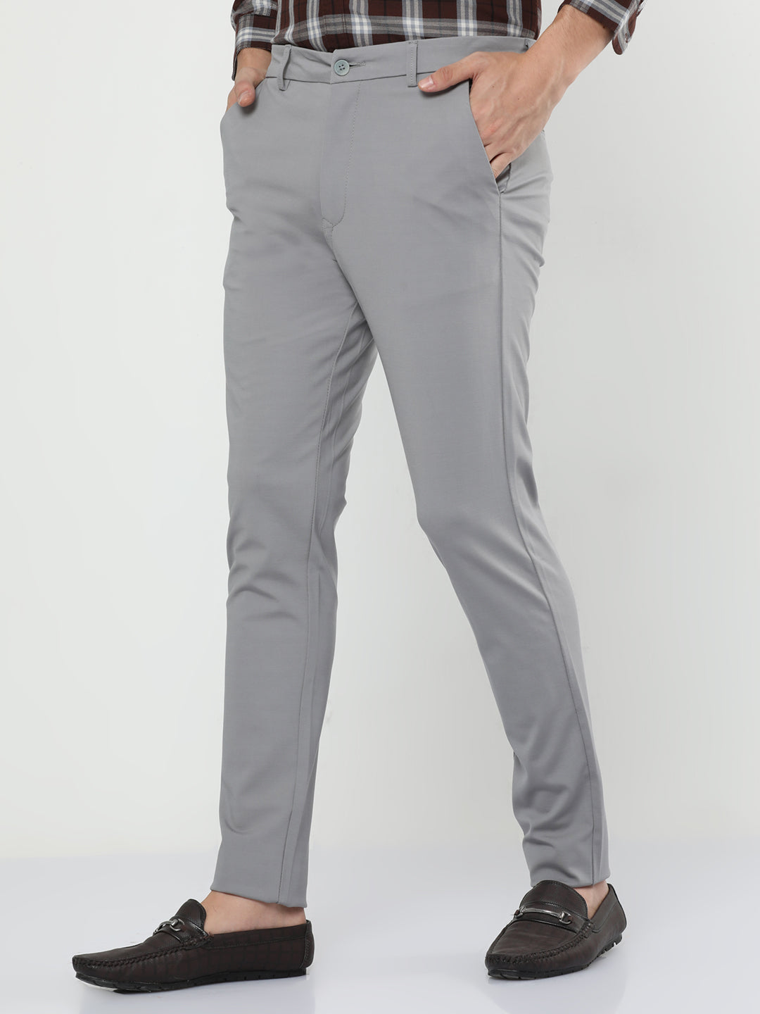 Gunsmoke Grey Solid Mens Chino Trousers