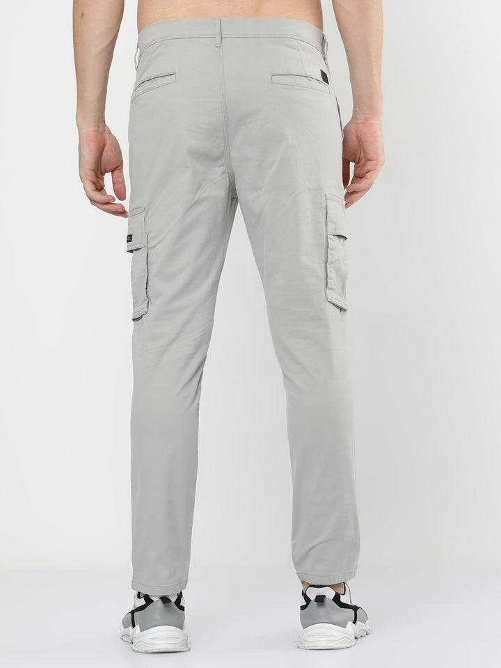 Solid Slim Fit Cargo Trousers