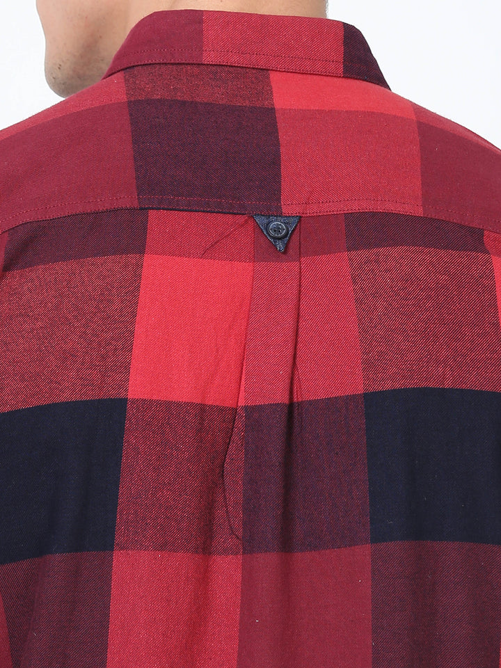  Twill Casual red check shirt  for men