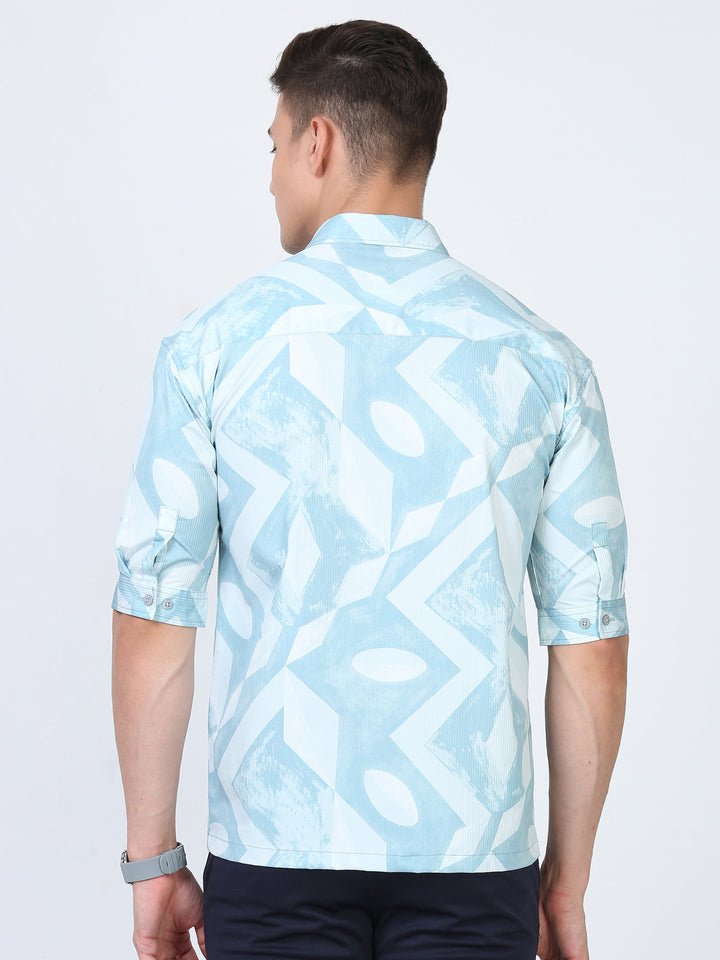 Chord weave print casual shirt