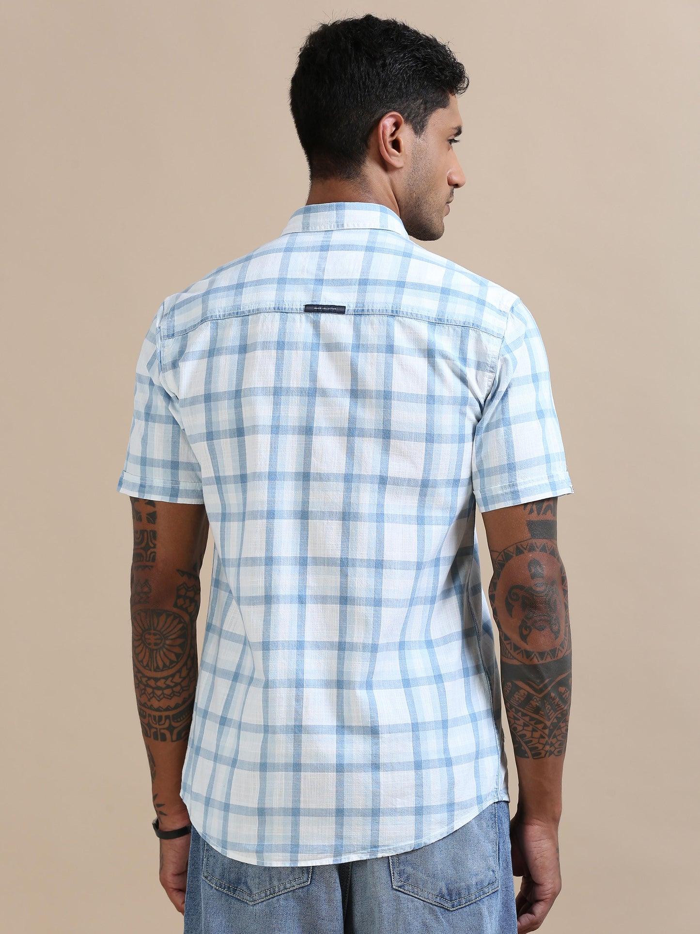 Cascade Blue White Check Shirt For Men 