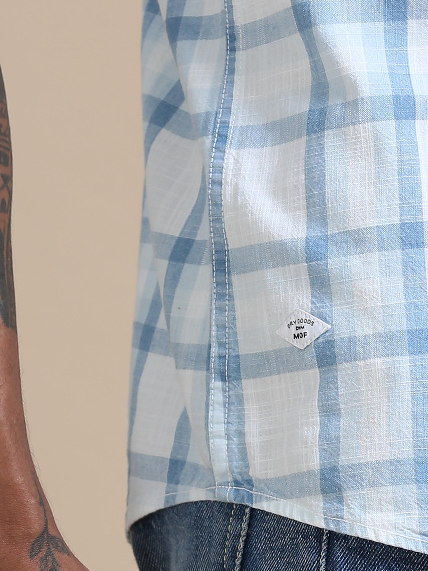 Cascade Blue White Check Shirt For Men 