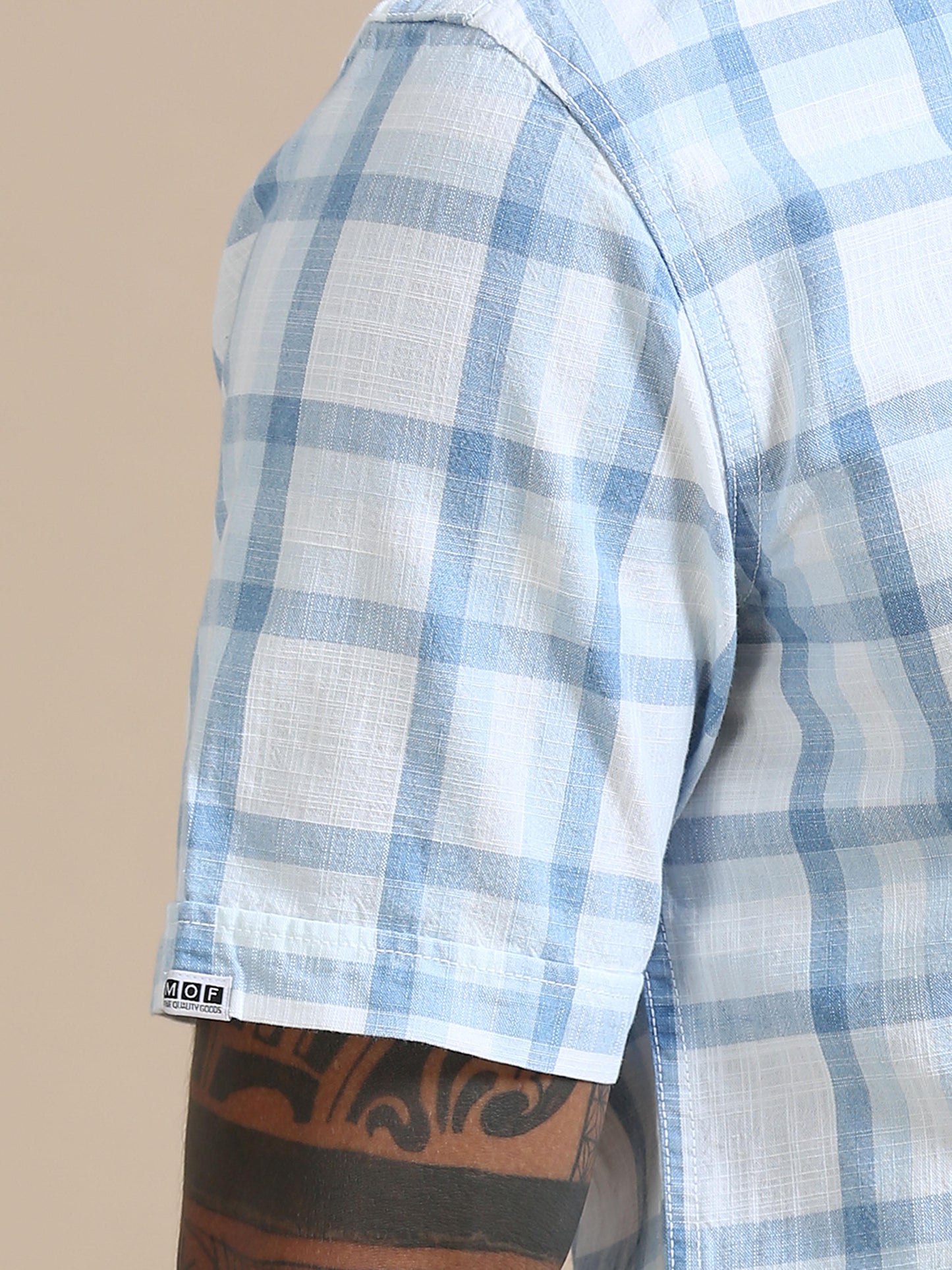 Cascade Blue White Check Shirt For Men 