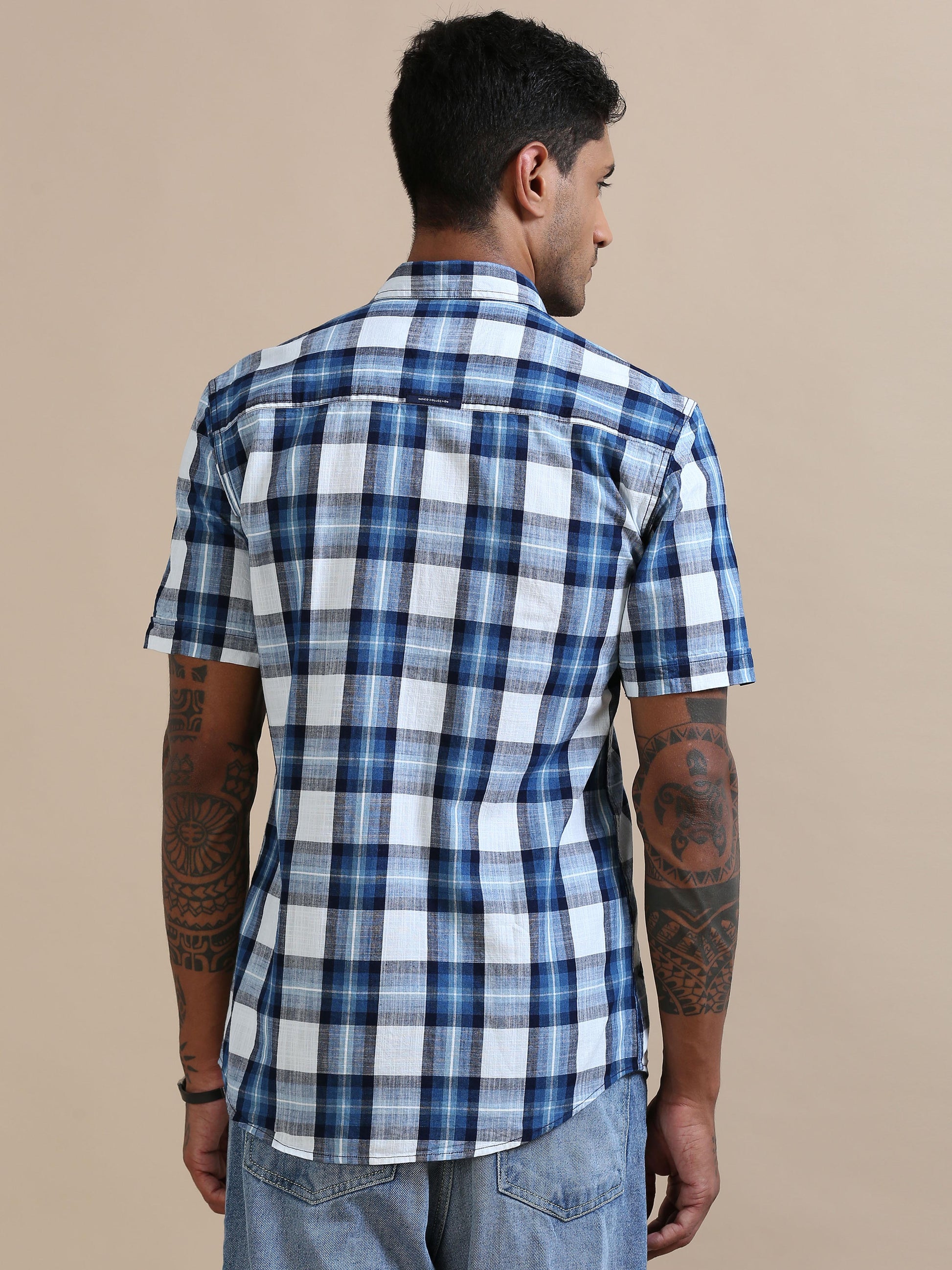 Cascade White And Blue Checks Shirt For Men 