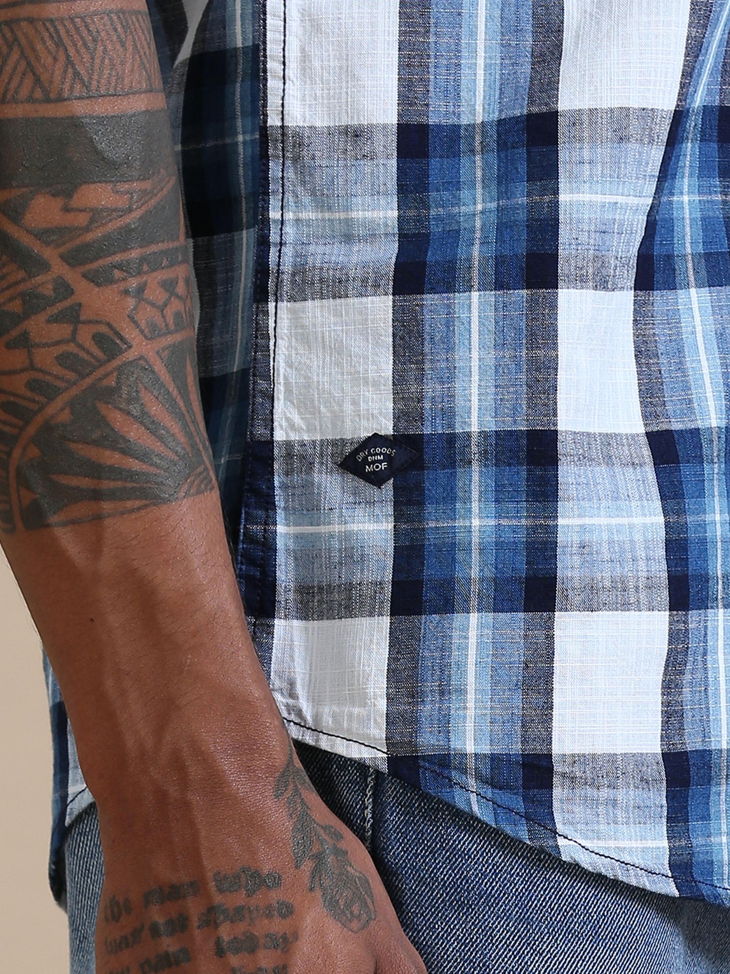 Cascade White And Blue Checks Shirt For Men 