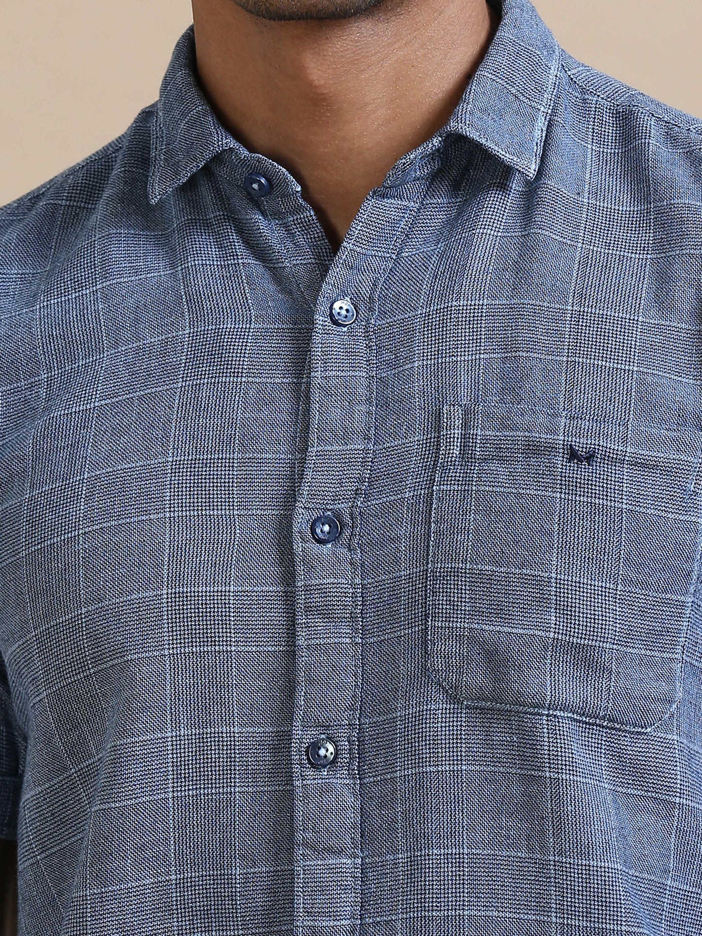 Tattersall Dark Blue Checks Shirt For Men 