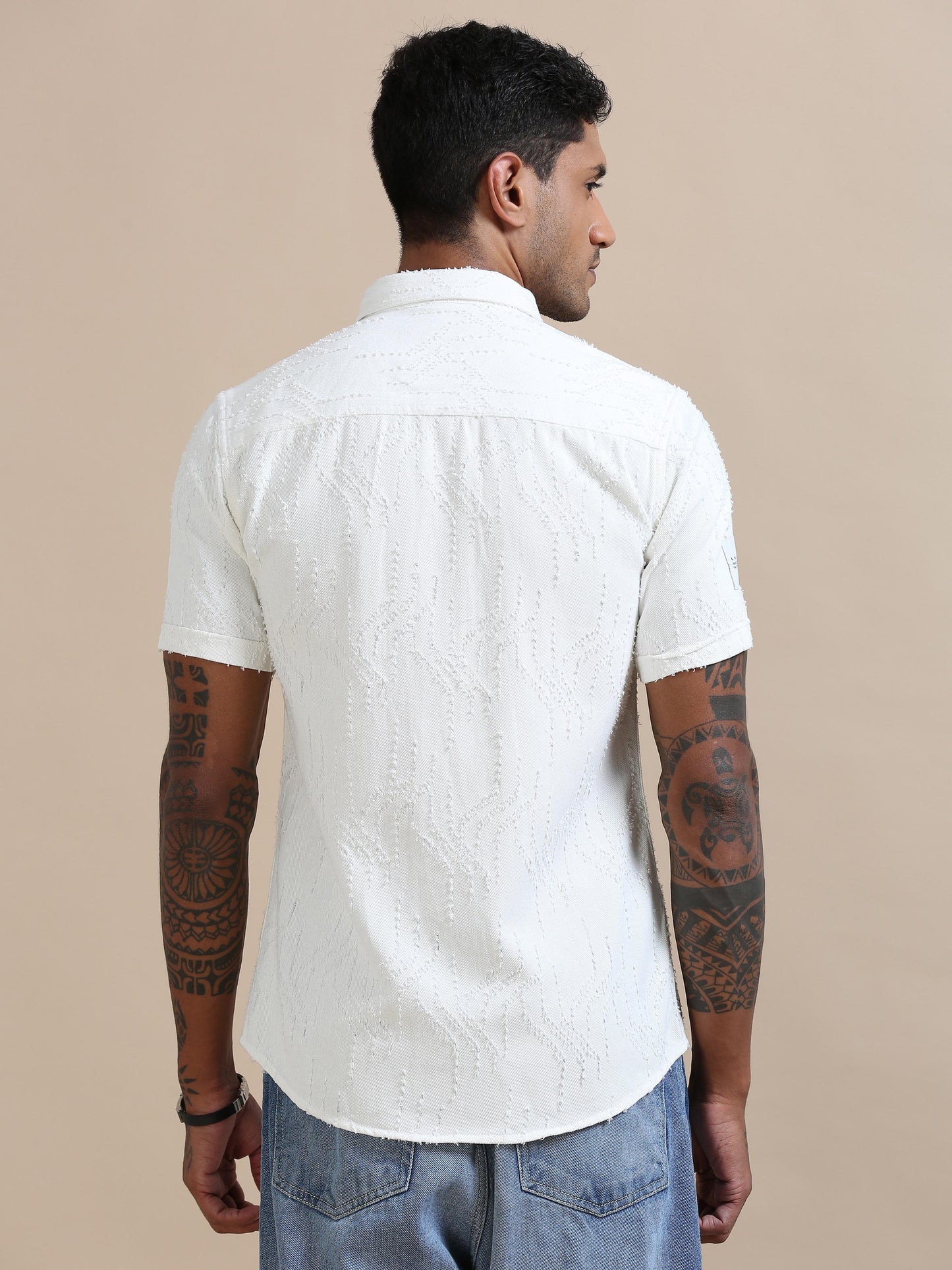 Denimverve White Textured Shirt For Men 