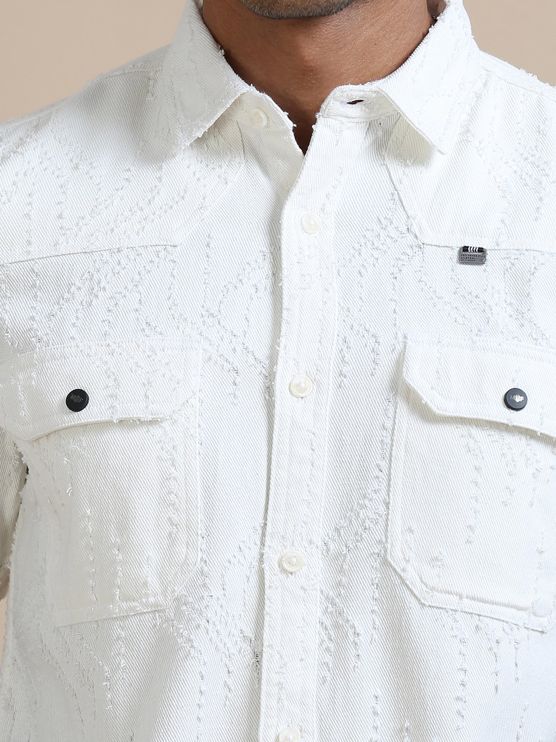 Denimverve White Textured Shirt For Men 