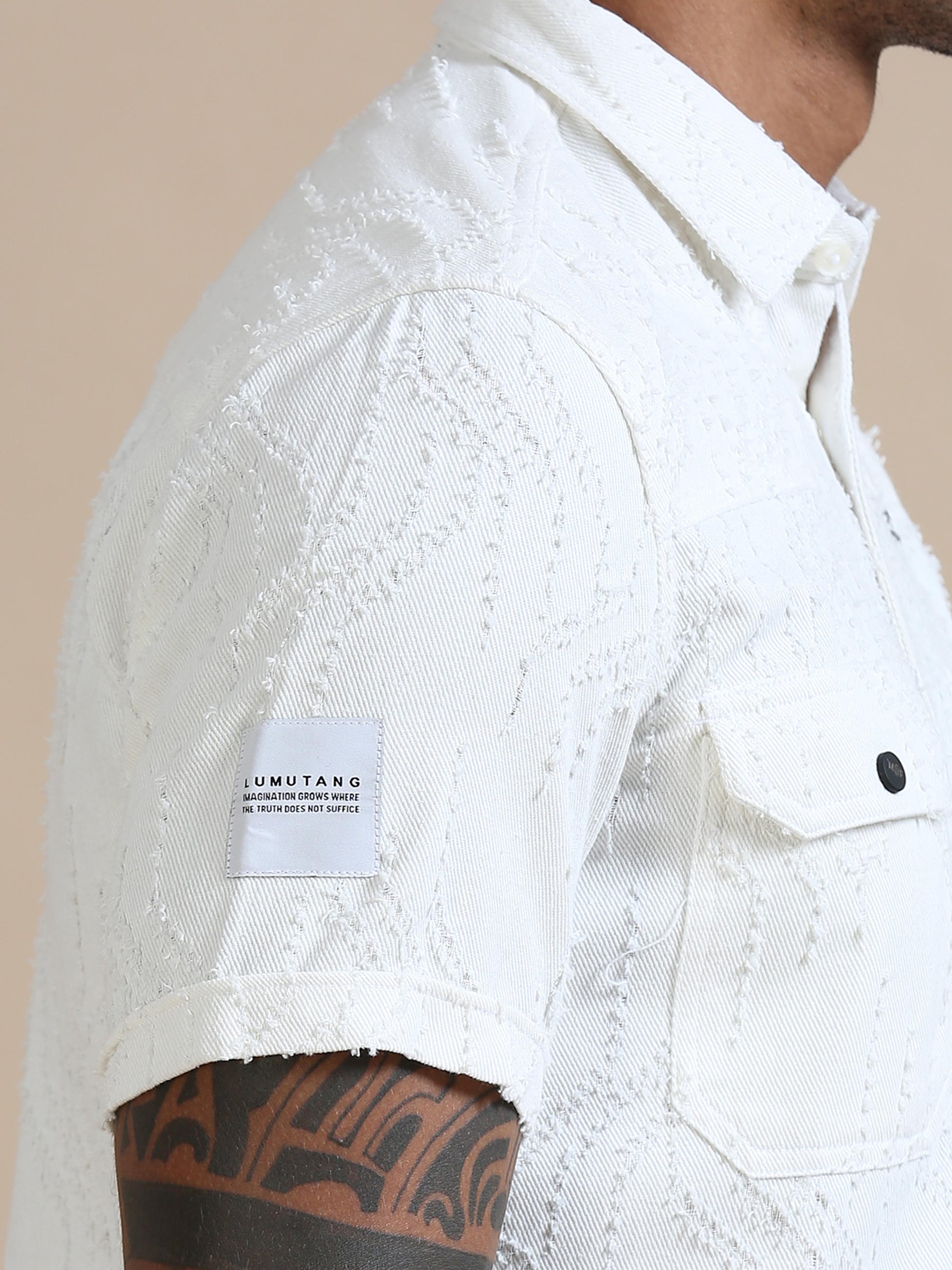 Denimverve White Textured Shirt For Men 