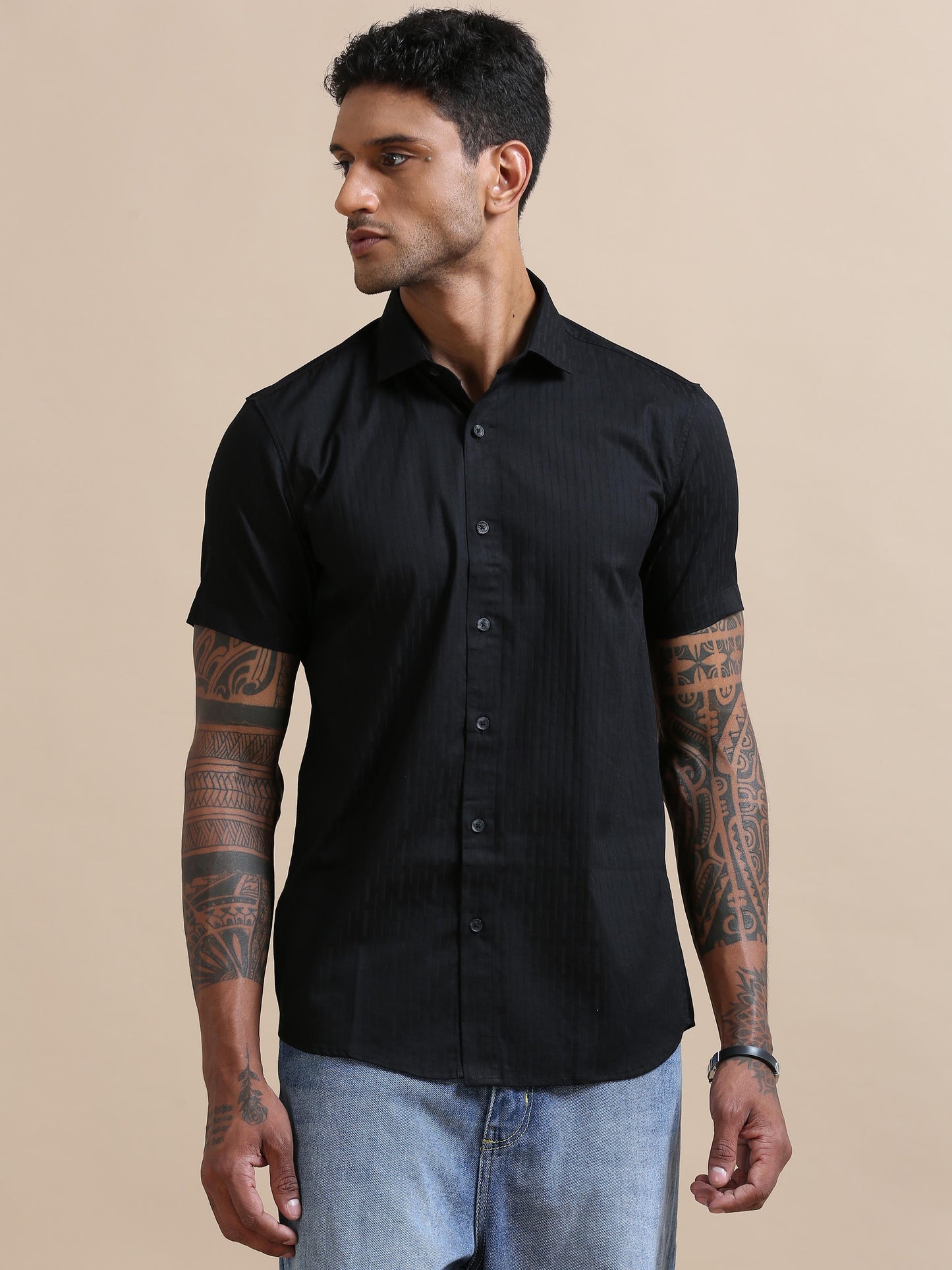 Pure basic Black Solid Shirt For Men