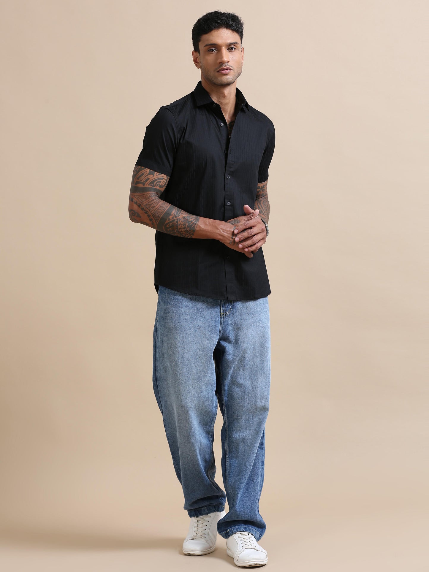 Pure basic Black Solid Shirt For Men