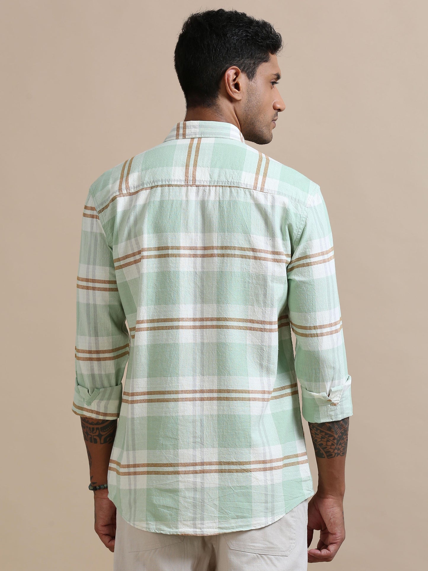 Cubism Chic Pista Green Checks Shirt