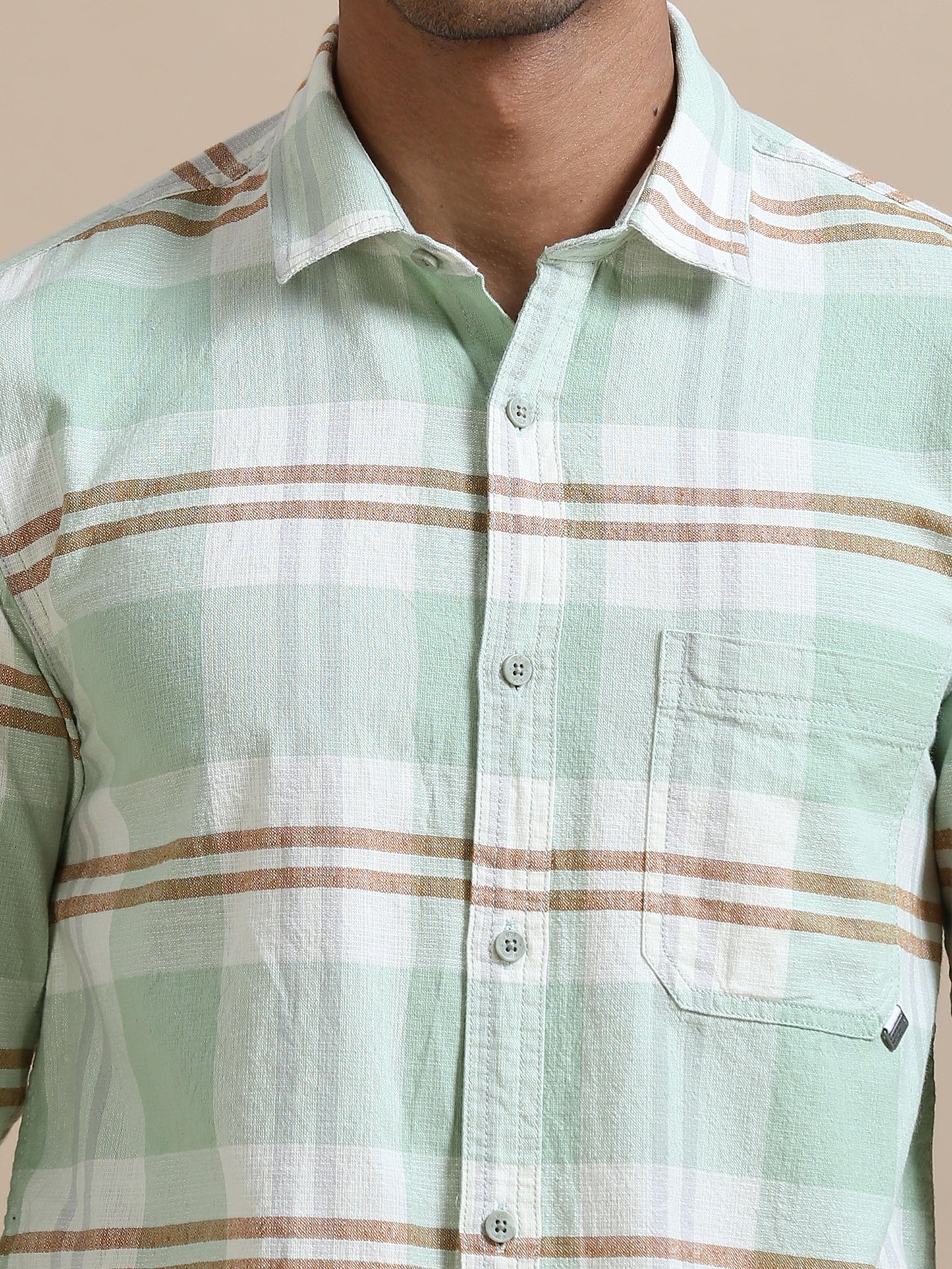 Cubism Chic Pista Green Checks Shirt