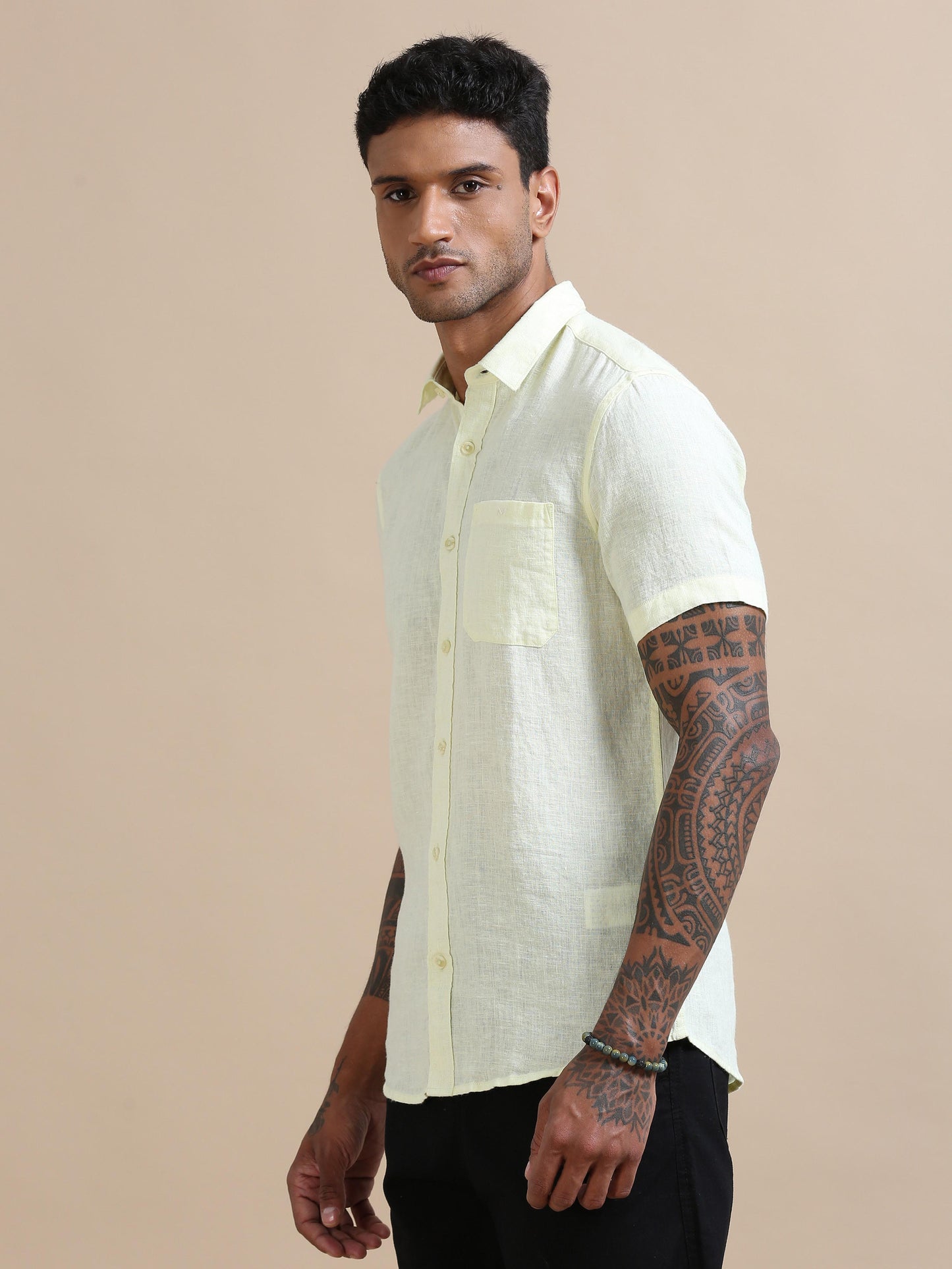  Breezy Yellow Solid Shirt For Men 