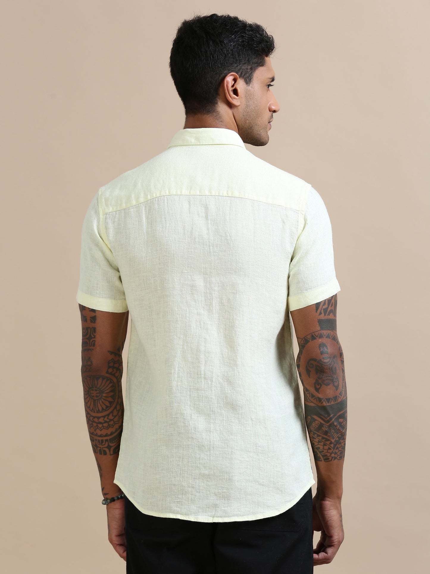  Breezy Yellow Solid Shirt For Men 