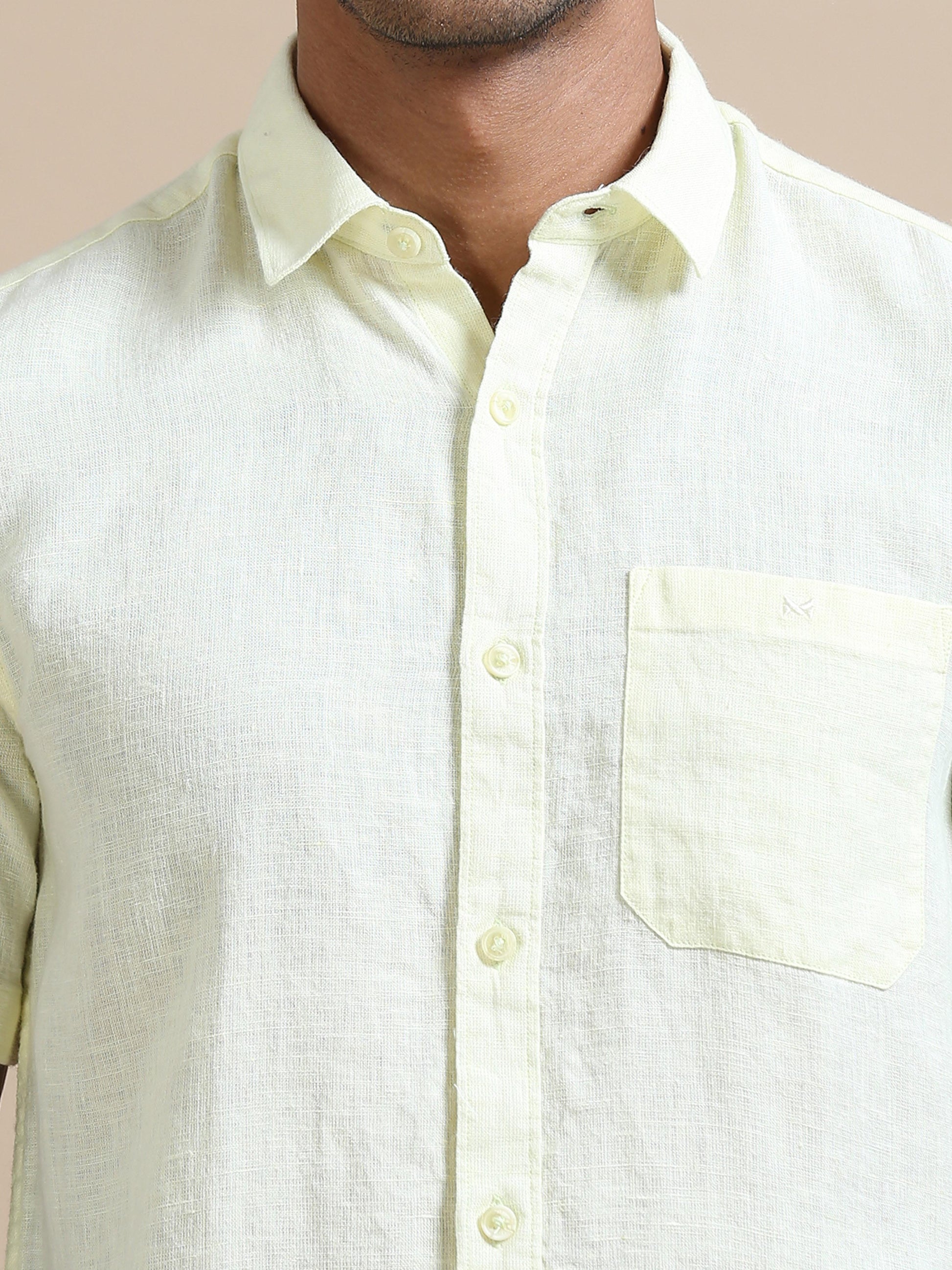  Breezy Yellow Solid Shirt For Men 