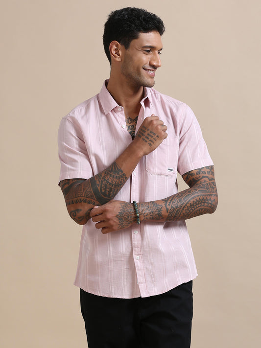 Stripelette Light Pink Stripe Shirt For Men 