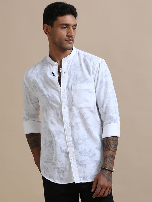 Leaflet White Printed Shirt