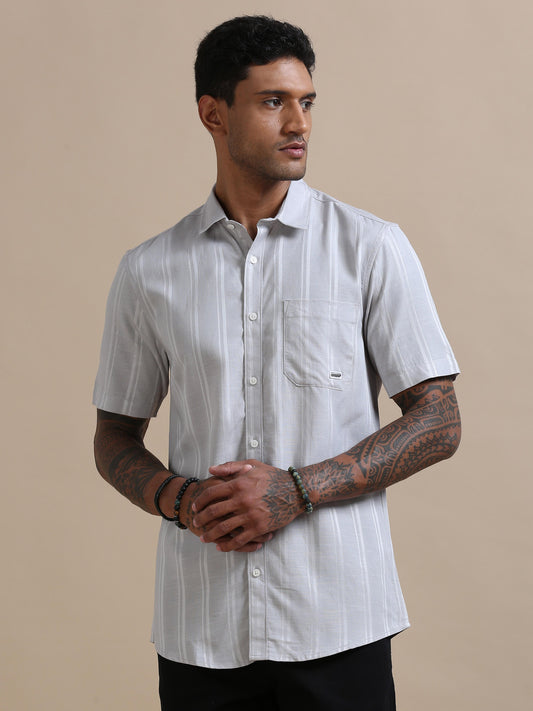 Stripelette Light Grey Stripe Shirt For Men 