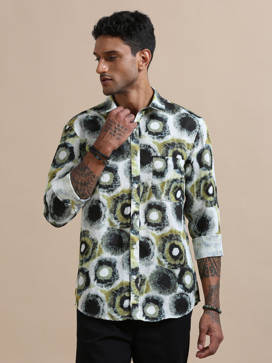 Tessellate Green and Black Printed Shirt For Men