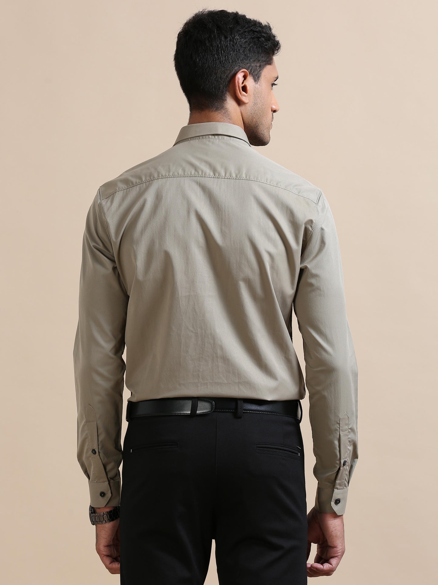 Celestia Olive grey solid shirt for men 