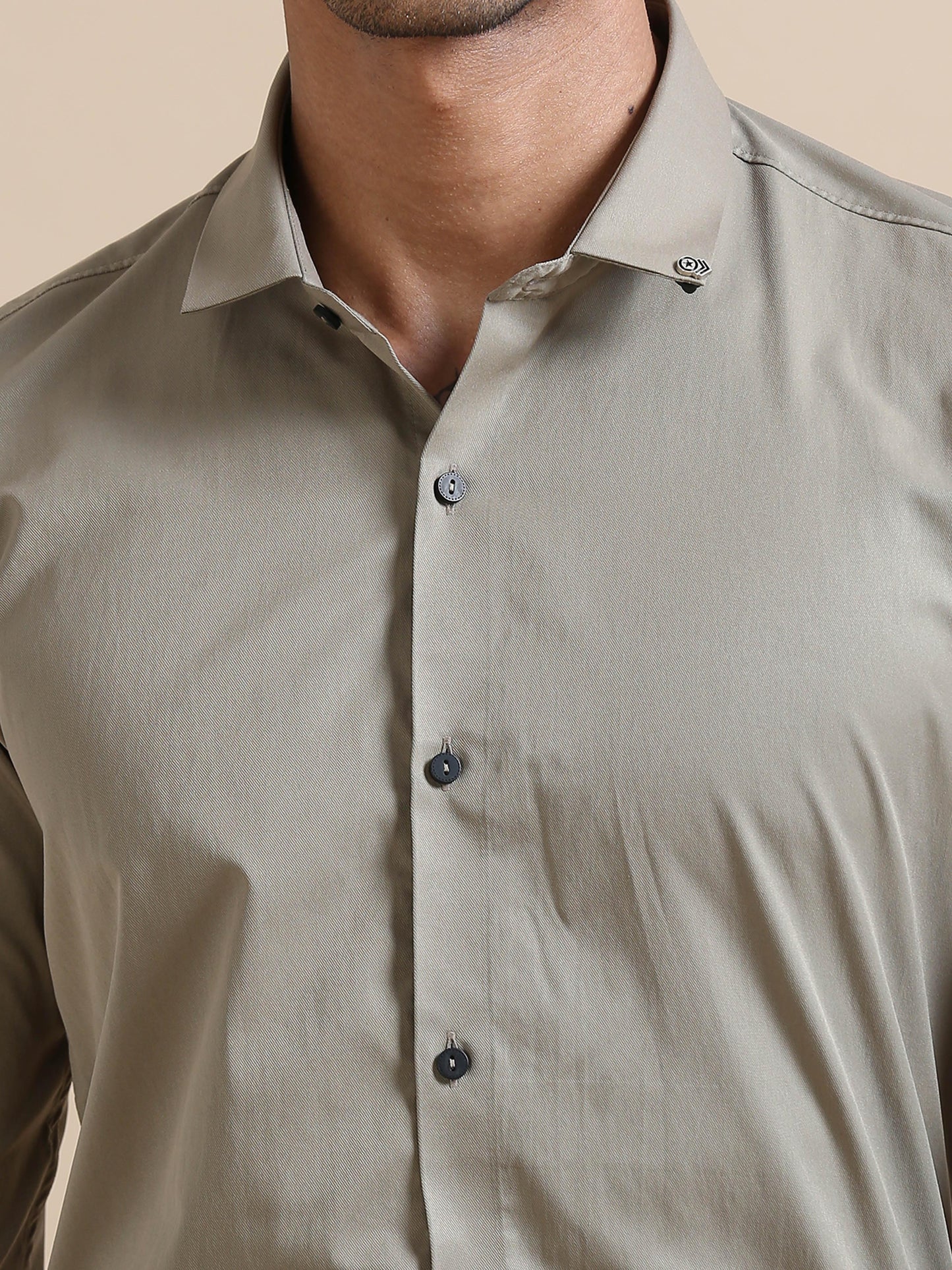 Celestia Olive grey solid shirt for men 