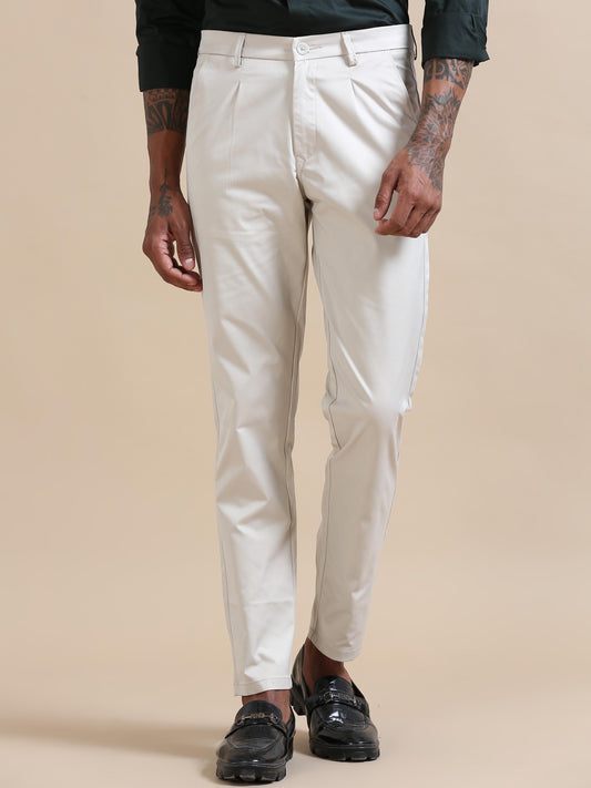 Tuckfit Cream Trouser For Men 