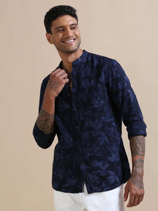 Leaflet Navy Blue Printed Shirt