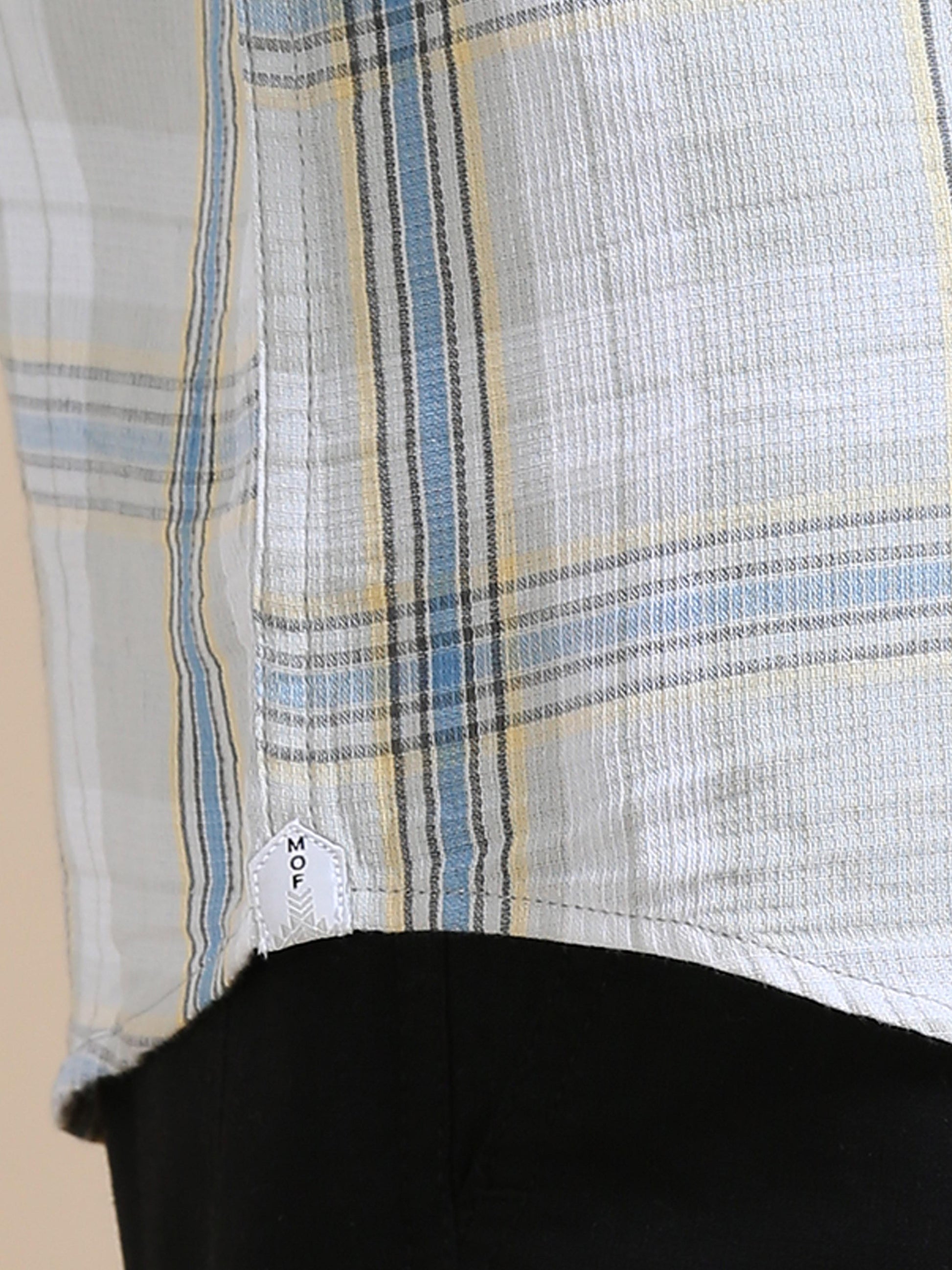  Plaidorama Off white and blue checks shirt For Men