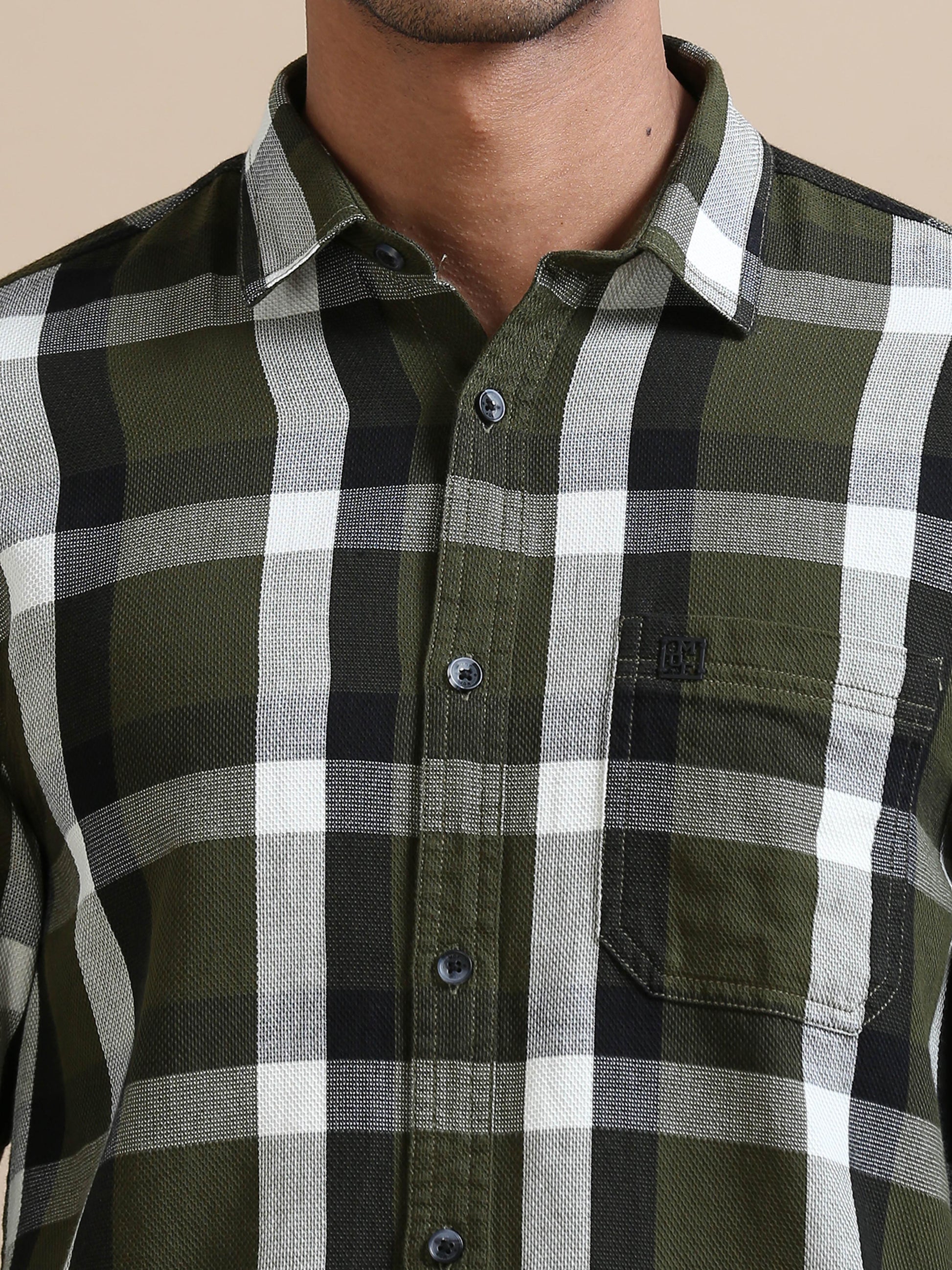 Plaidify Green Checks Shirt Full Sleeves for men