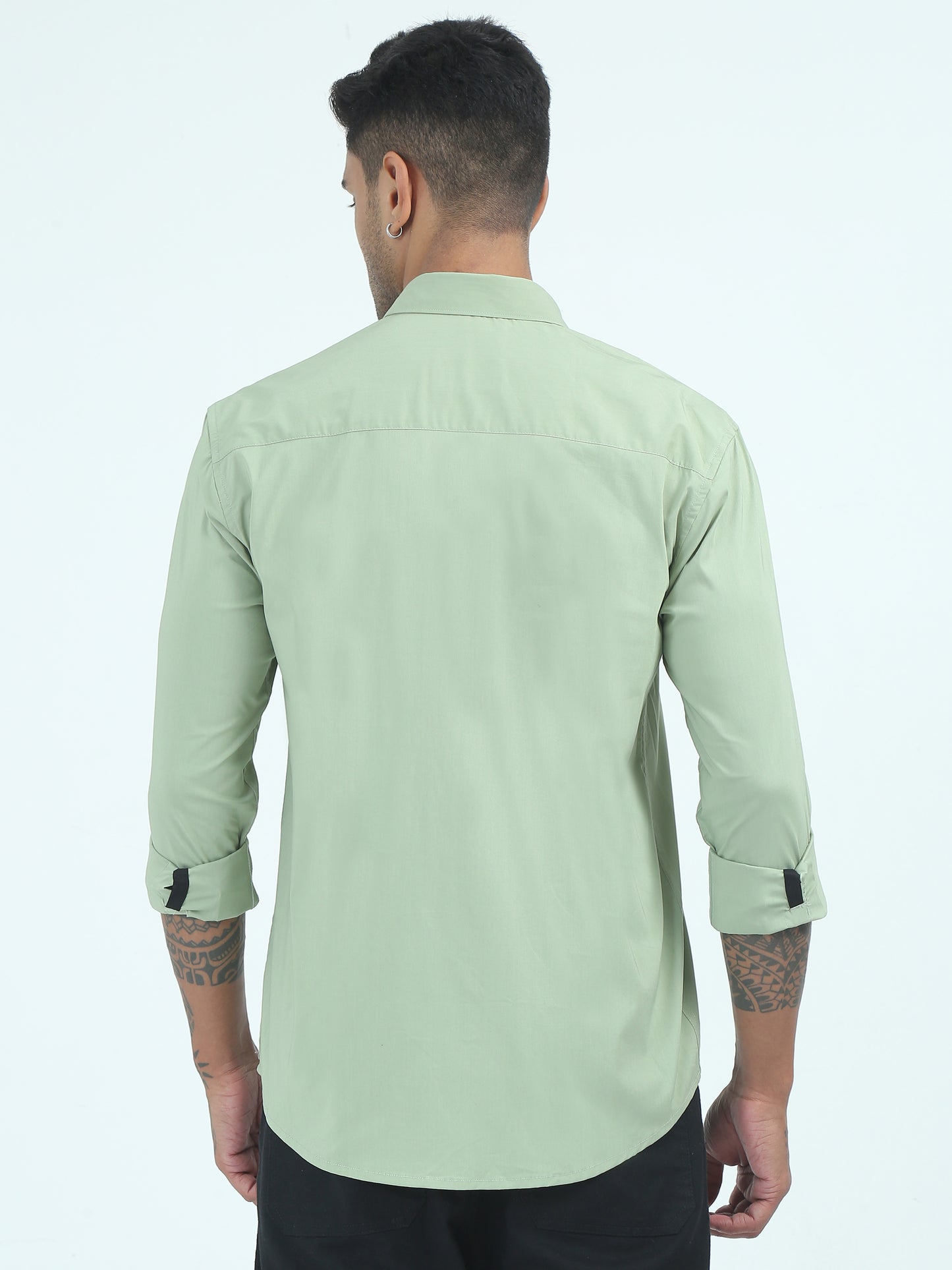 Green Printed Poplin Polycotton Shirts for Men