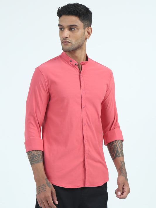  Dobby Super Lycra Rose Pink Shirt for Men 