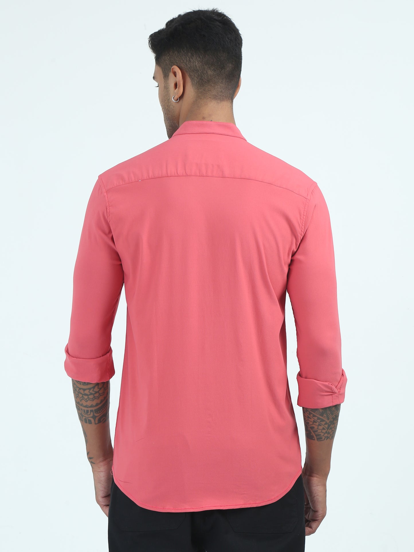  Dobby Super Lycra Rose Pink Shirt for Men 