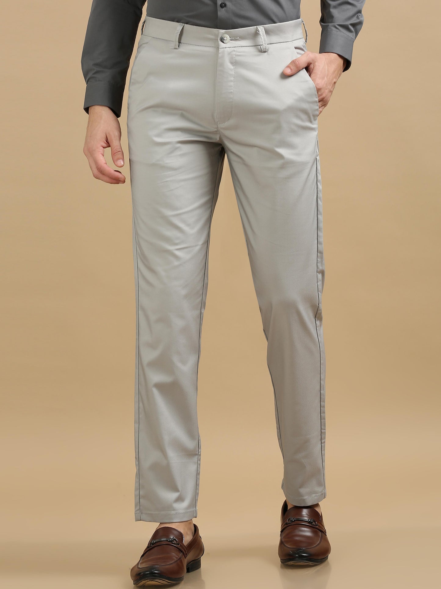 Lustre Light Khaki Stretchable Trouser