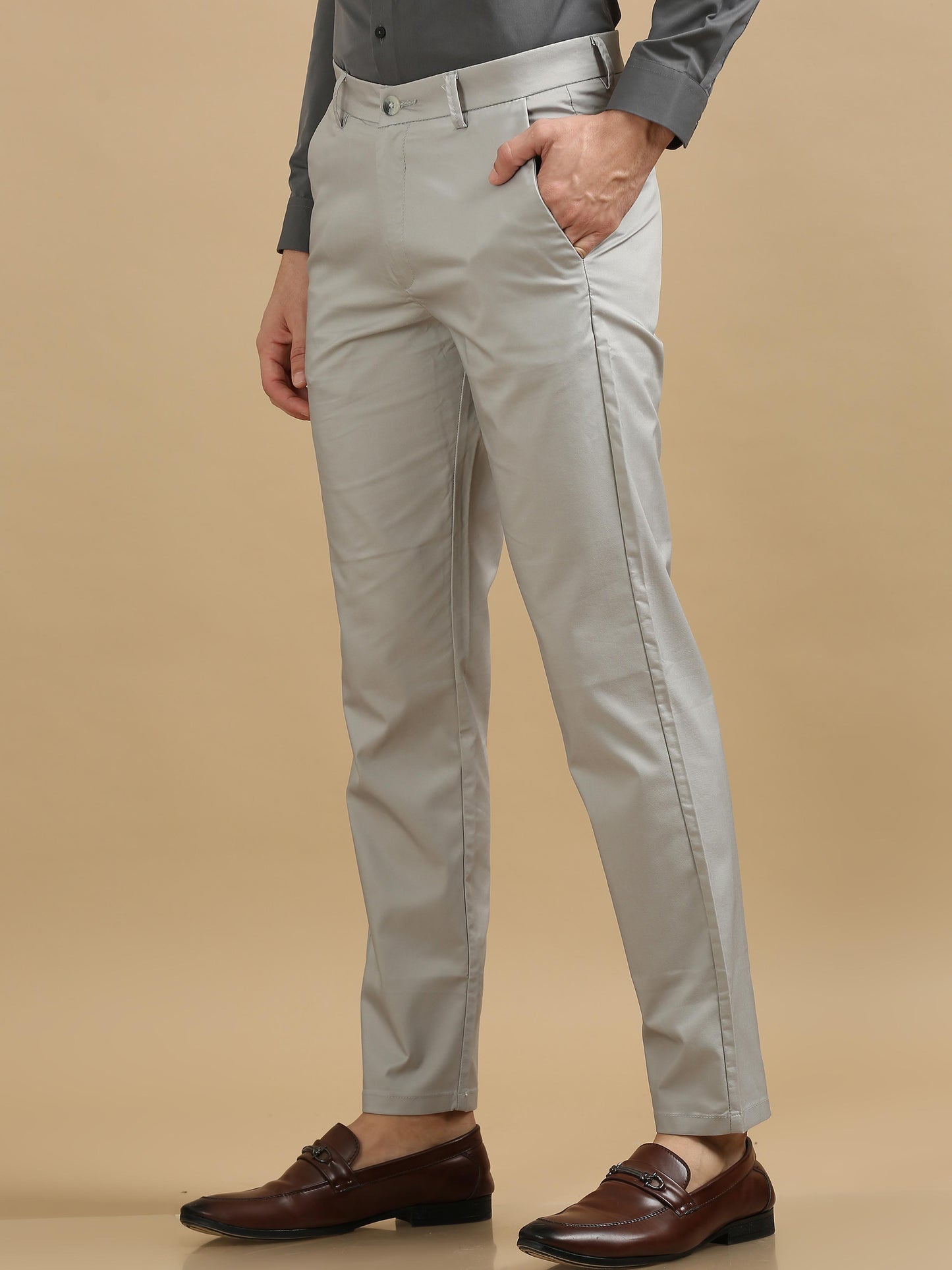 Lustre Light Khaki Stretchable Trouser