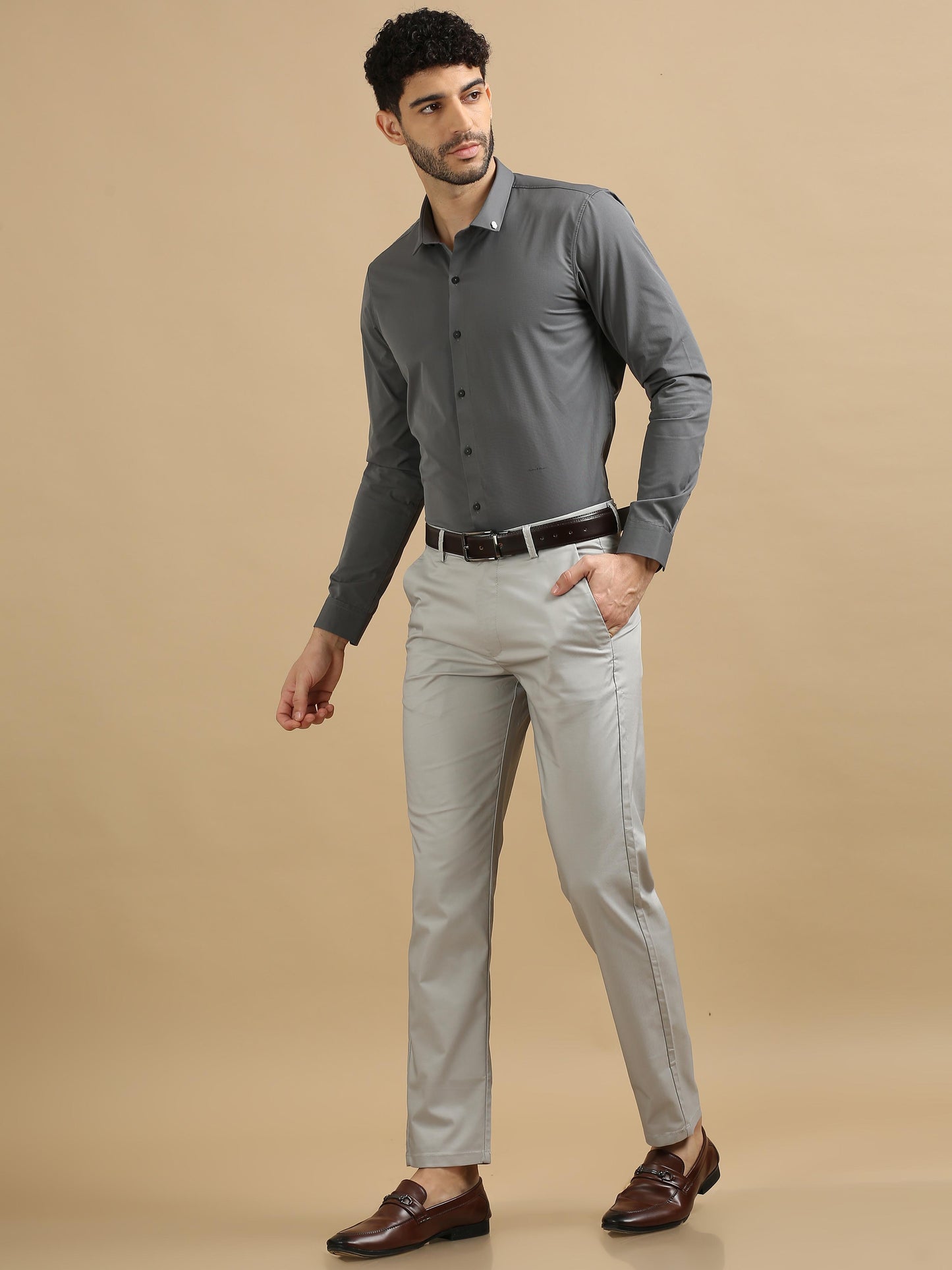 Lustre Light Khaki Stretchable Trouser