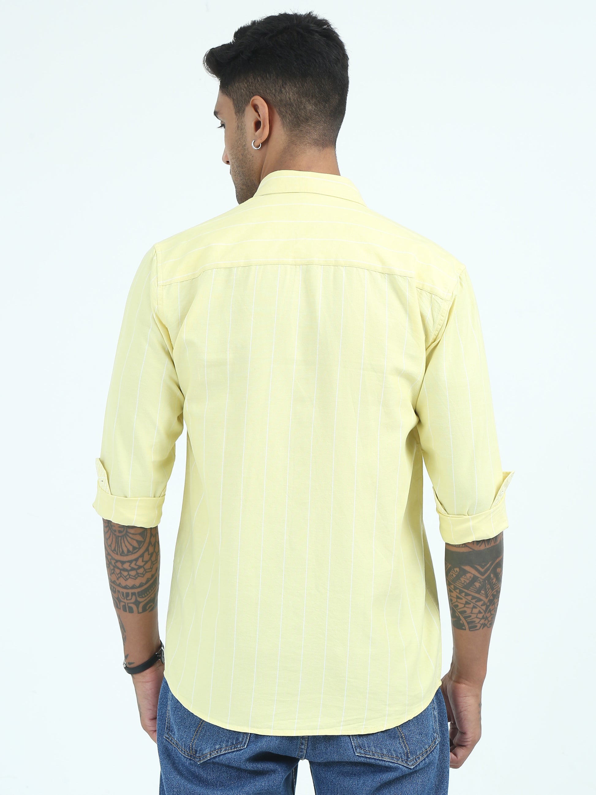 Oxford strip Yellow Shirt for Men