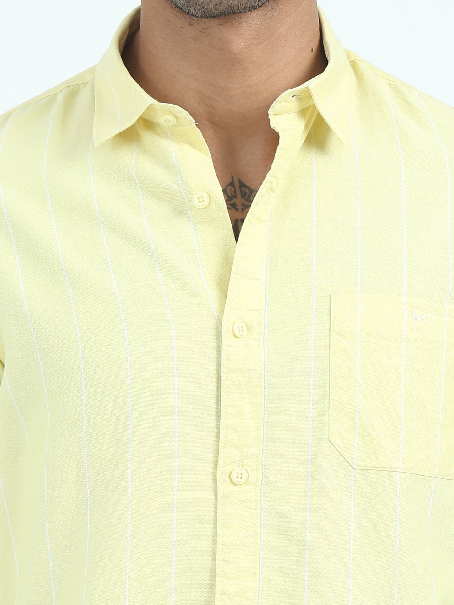 Oxford strip Yellow Shirt for Men