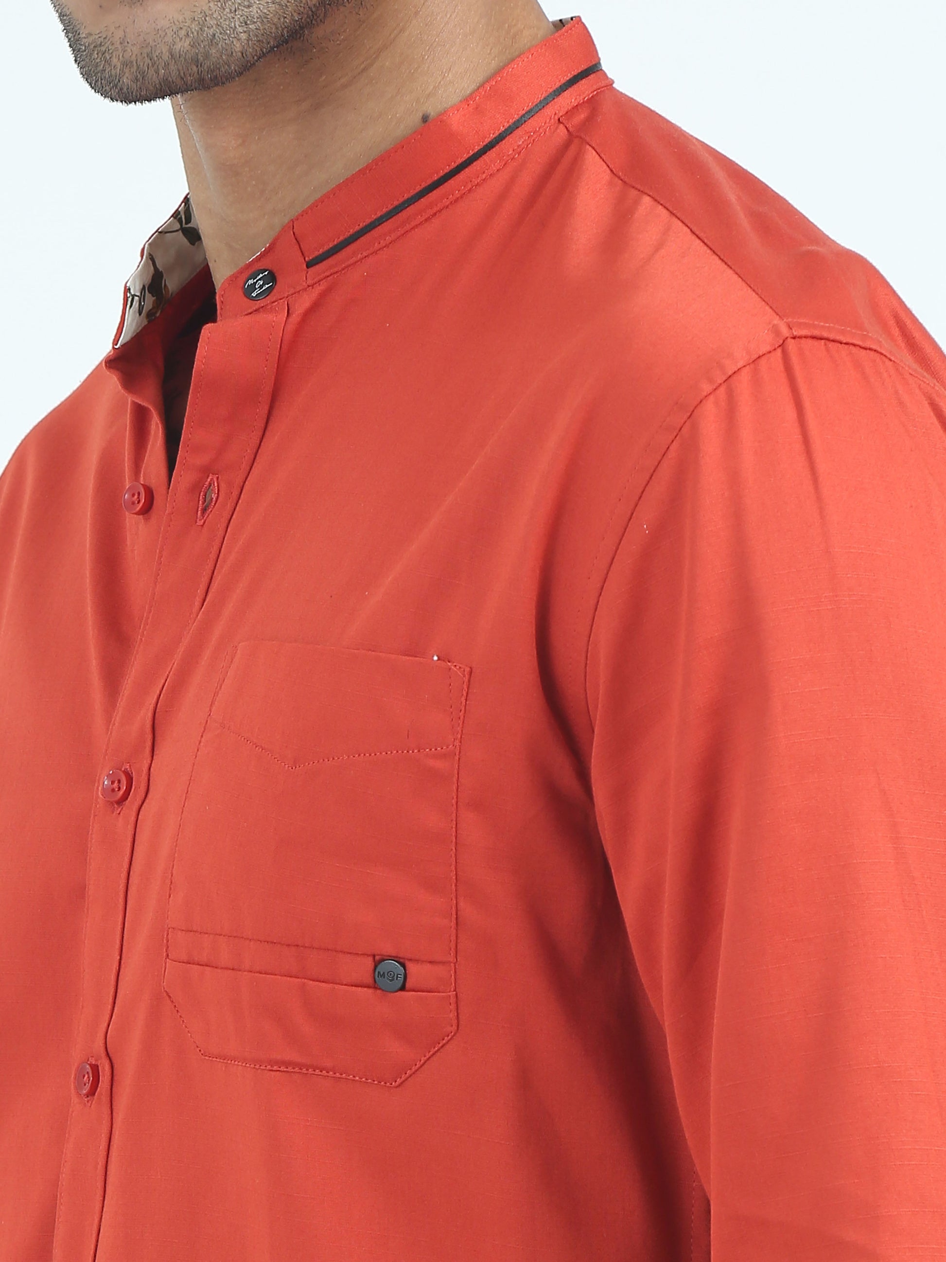  Satin Slub Rust Colored Shirt for Men