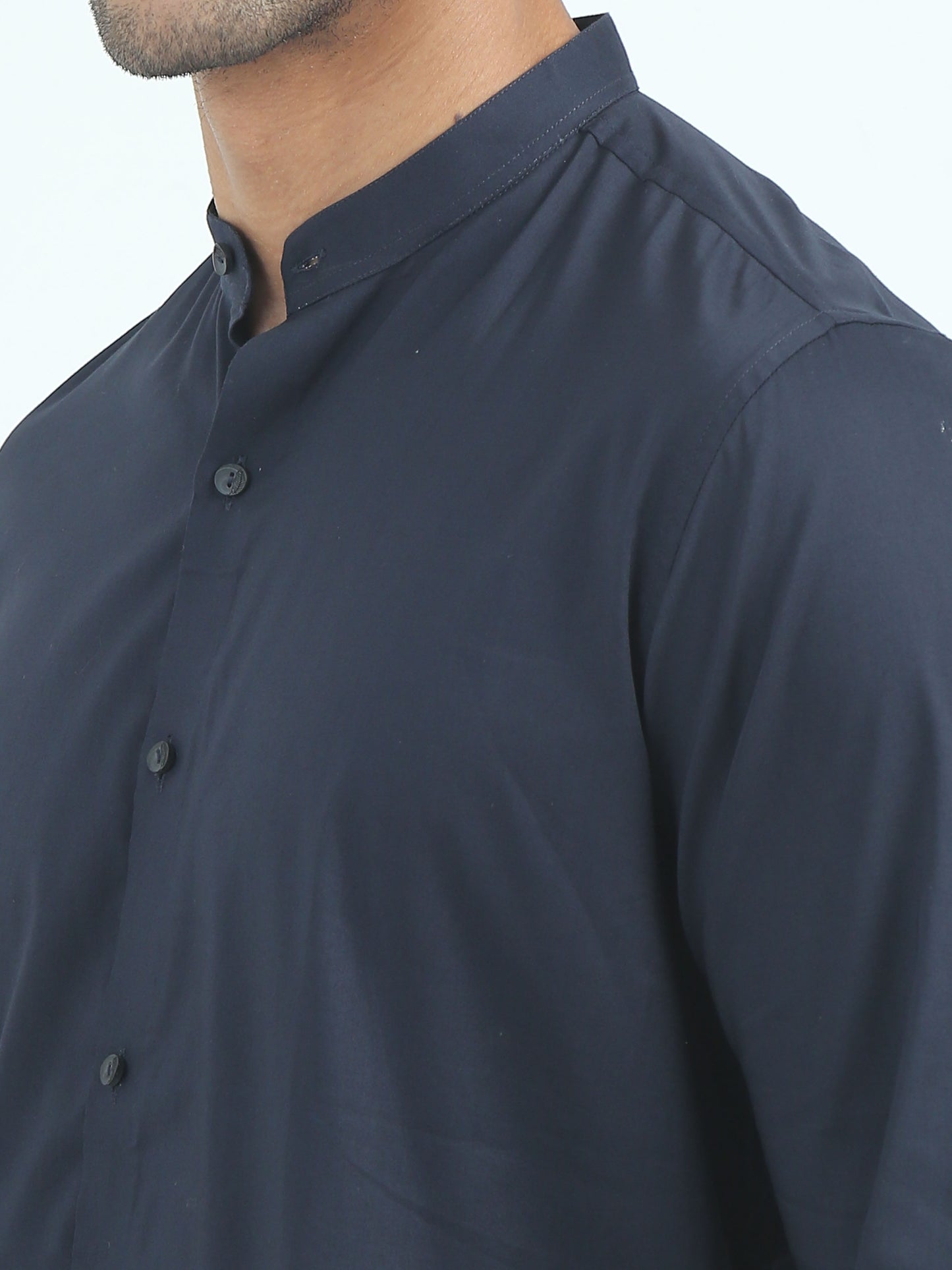 Twill Cotton Poly Solid Navy Blue Shirt for Men