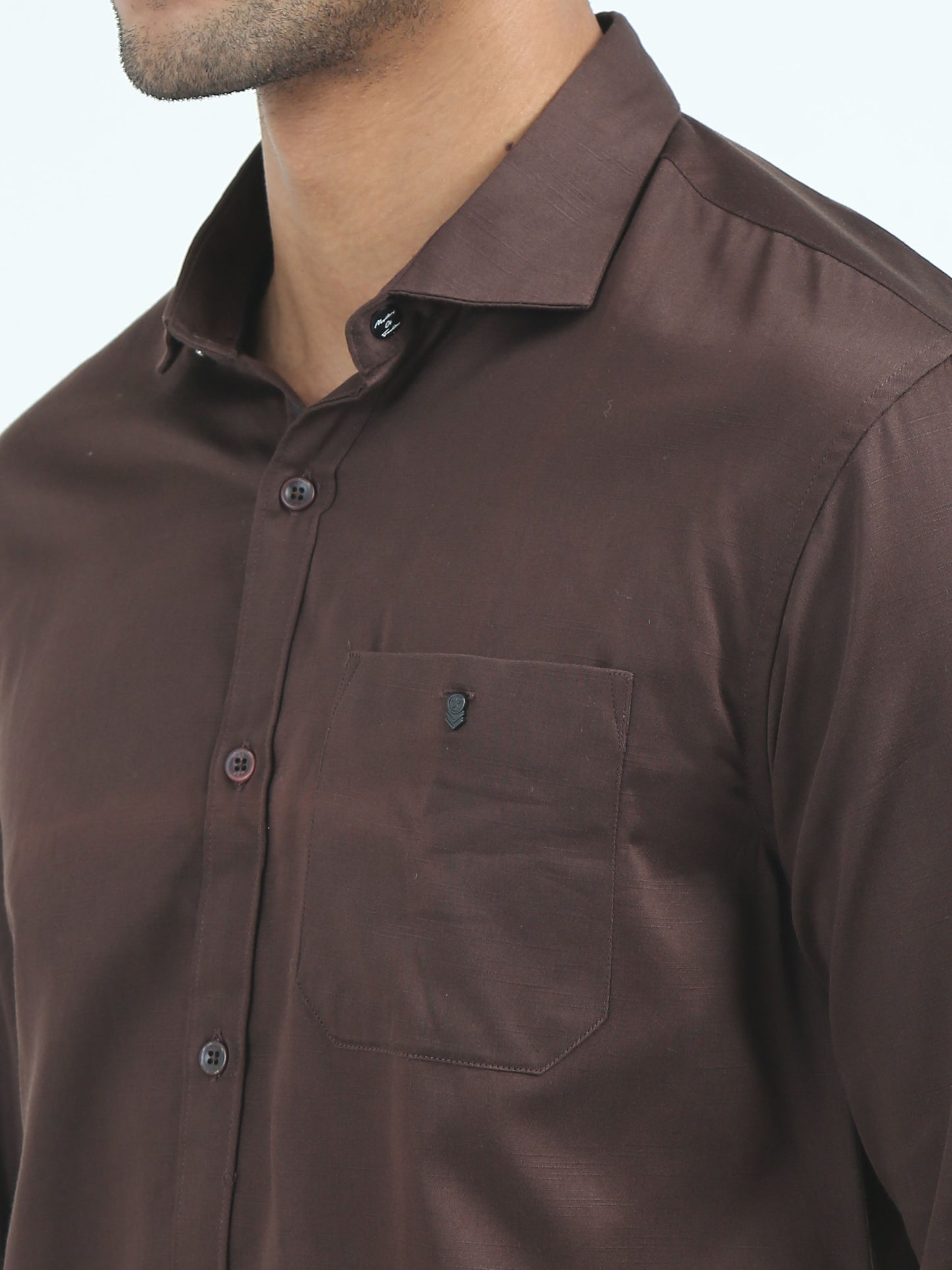 Satin Slub Coffee Colour Shirt for Men