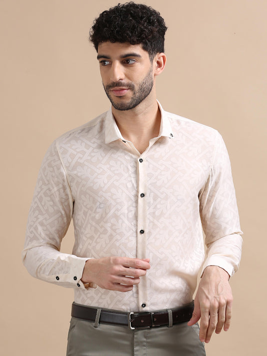 Nylon Braso Beige Printed Shirt For Men