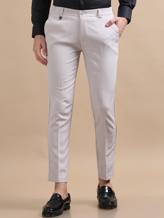 Dapper Sense Light Grey Chinos For Men 