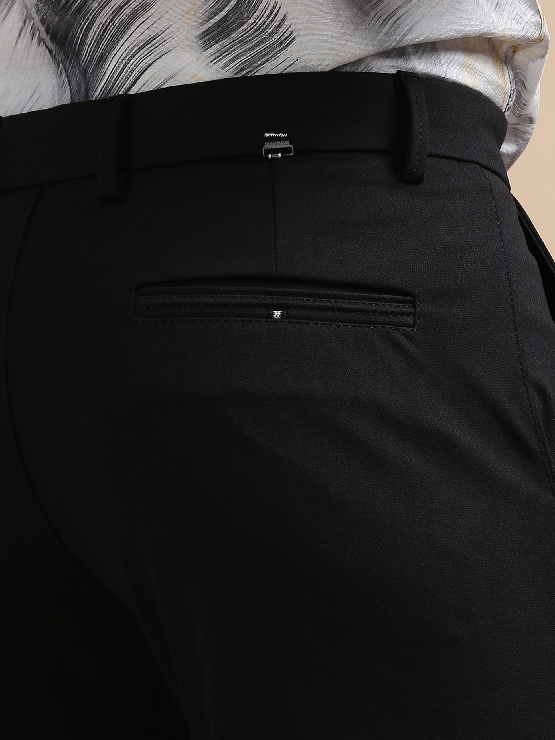 Flexure Pure Black 4 Way Stretchable Chinos For Men