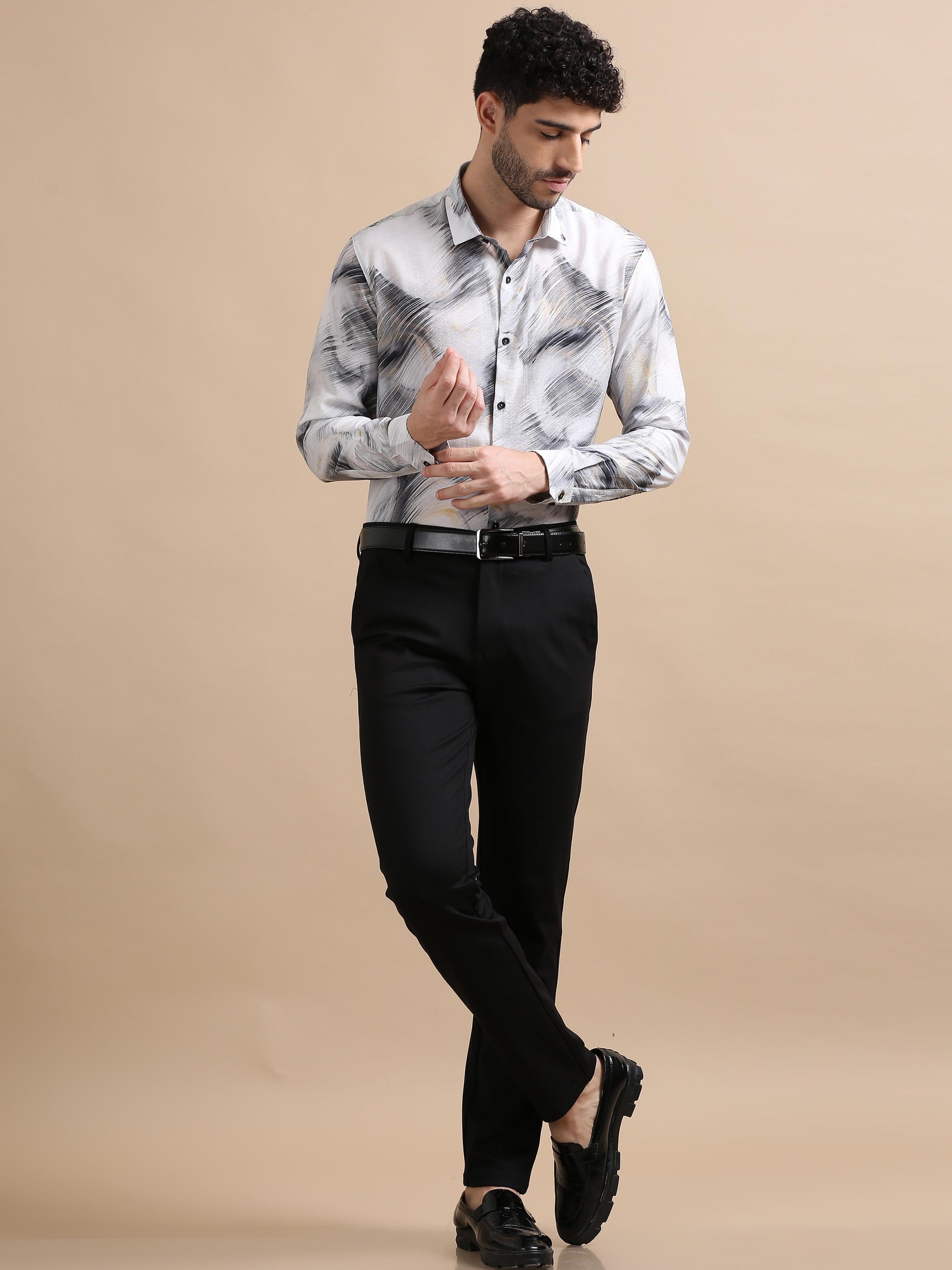 Flexure Pure Black 4 Way Stretchable Chinos For Men