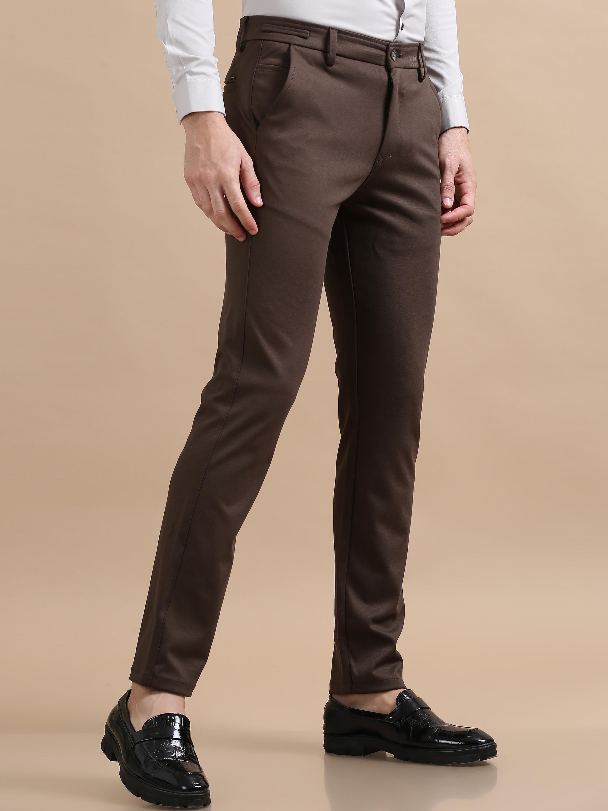 Light Weight Stretch Brown Chino Pants for Men